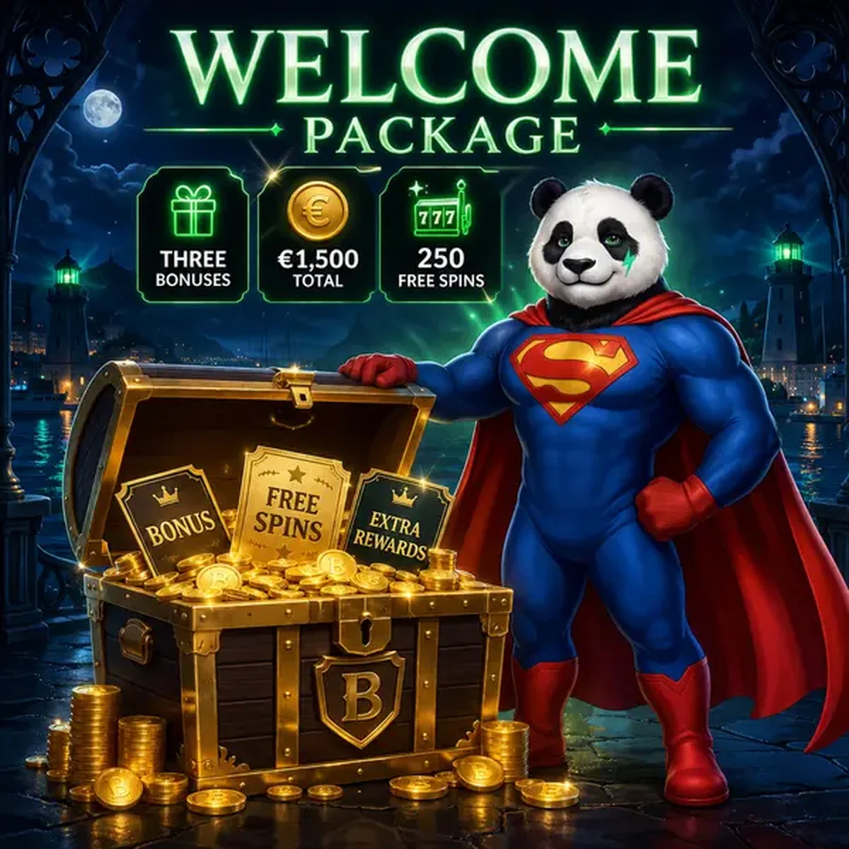 Bruno de Panda presenteert promocode schat bij Bruno Casino welkomstkist
